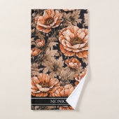  Sinaasappel Poppy Floral Naam Zwart Bad Handdoek (Handdoek)