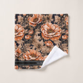  Sinaasappel Poppy Floral Naam Zwart Bad Handdoek (Wasdoekje)