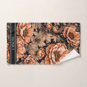  Sinaasappel Poppy Floral Naam Zwart Bad Handdoek (Handdoek)