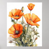 Sinaasappel Poppy Flowers Art Print Poster (Voorkant)