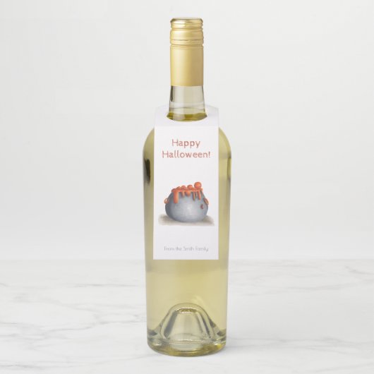 Sinaasappel-potioncauldron Halloween Flessenhanger (Op fles)