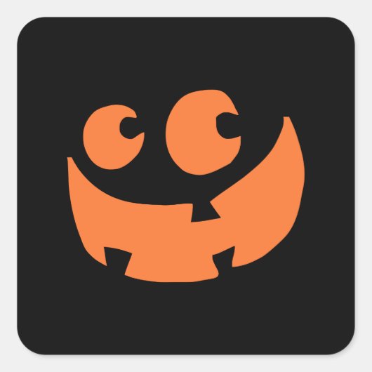 Sinaasappel Prettig Halloween Pompoen Vierkante Sticker (Voorkant)