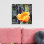 Sinaasappel Prickly Pear Cactus Bloesem Bloesem Canvas Afdruk (Insitu (Woonkamer))