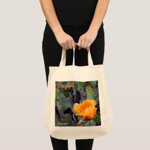 Sinaasappel Prickly Pear Cactus Bloesem Bloesem Tote Bag