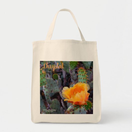 Sinaasappel Prickly Pear Cactus Bloesem Bloesem Tote Bag (Voorkant)