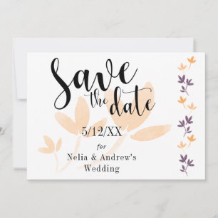 Sinaasappel & pruimblaadjes Mod typografie Save-th Save The Date