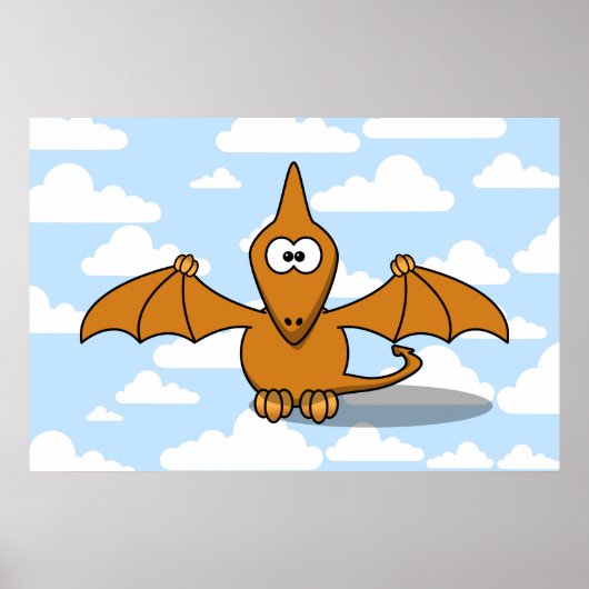 Sinaasappel PterodactylCartoon Poster (Voorkant)