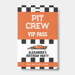 Sinaasappel Race Auto Vip Pas Pit Bemanning Verjaa Badge