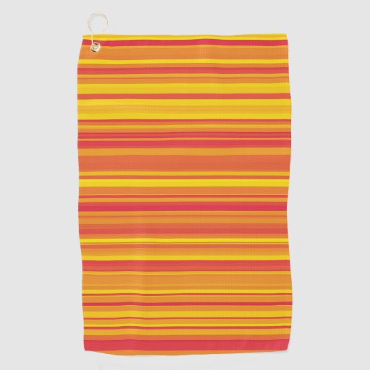 Sinaasappel Red Yellow Stripes Golfhanddoek (Voorkant)
