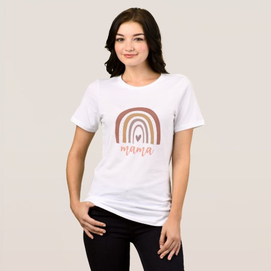 Sinaasappel Regenboog hart Mama T-Shirt (Voorkant volledig)