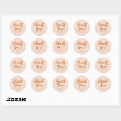 Sinaasappel Retro 70s Boho Dank je bruiloft Ronde Sticker (Vel)