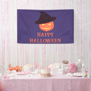 Sinaasappel Retro Pompoen Fijne Halloween Feestje Spandoek