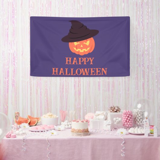 Sinaasappel Retro Pompoen Gelukkig Halloween Feest Spandoek (Feest)
