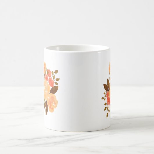 Sinaasappel Rode Bloemen Bloemen Bloemen Koffiemok (Center)