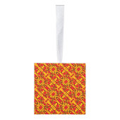 Sinaasappel & Rode Hand getrokken Patroon Decoratie (Rechts)