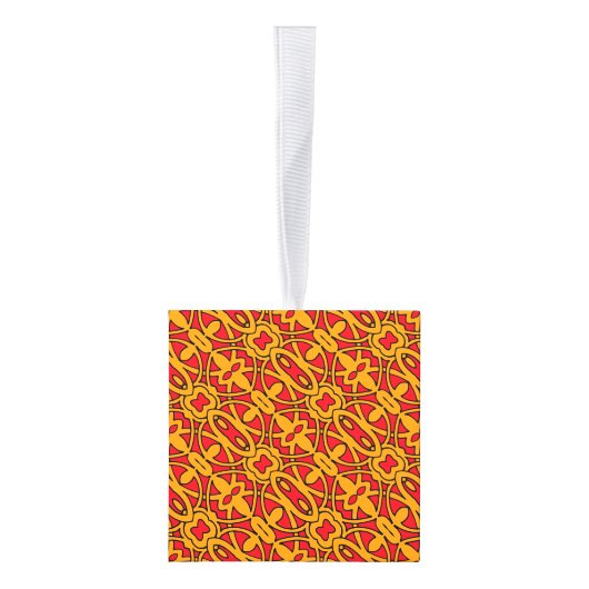 Sinaasappel & Rode Hand getrokken Patroon Decoratie (Rechts)