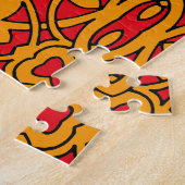 Sinaasappel & Rode Hand getrokken Patroon Legpuzzel (Zijkant)