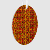 Sinaasappel & Rode Hand getrokken Patroon Ornament (voorkant)