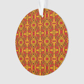 Sinaasappel & Rode Hand getrokken Patroon Ornament (voorkant)