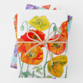 Sinaasappel Rode Klaproos Bloem Patroon Aquarel Inpakpapier Vel (In situ)