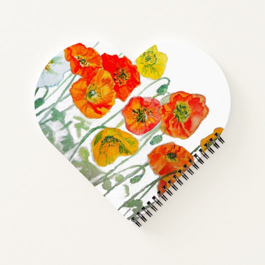 Sinaasappel Rode Klaproos Bloem Patroon Aquarel Notitieboek (Achterkant)