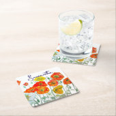 Sinaasappel Rode Klaproos Bloem Patroon Dank Je Kartonnen Onderzetters (Insitu)