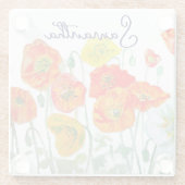 Sinaasappel Rode Klaproos Bloem Patroon Dank U Glazen Onderzetter (Achterkant)