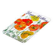 Sinaasappel Rode Klaproos Bloem Patroon Gelukkige  Magneet (Linkerzijde)