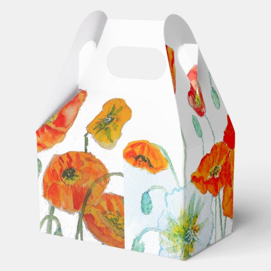 Sinaasappel Rode Klaproos Bloem Patroon Waterverf  Bedankdoosjes (Achterkant)