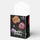 Sinaasappel Rode Klaproos op Zwarte bloemige Verja Bedankdoosjes (Geopend)