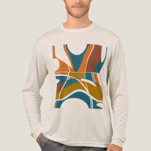 Sinaasappel Roest Goud Donker Blauwgroen Abstract  Tri-Blend Shirt (Voorkant volledig)