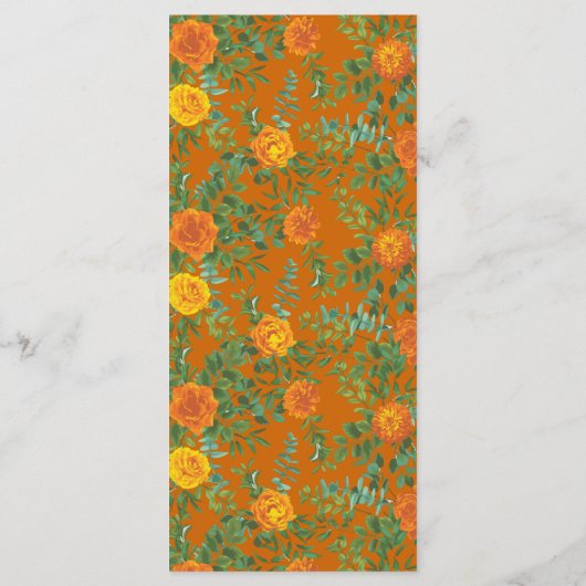 Sinaasappel & Roest Herfst Pioen & Roos Bruiloft M Menu (Achterkant)