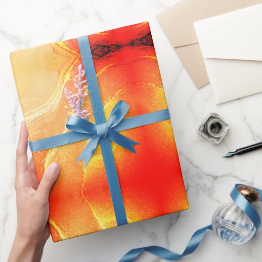 Sinaasappel Rood Beige Geel Abstract Cadeaupapier (Geschenken)