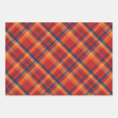 Sinaasappel, Rood & Blauw Plaid Inpakpapier Vel (Voorkant)