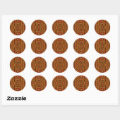 ~ Sinaasappel Rood Bruin en Geel Fractal ~ Ronde Sticker (Vel)