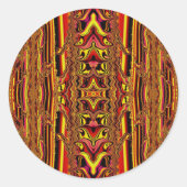 ~ Sinaasappel Rood Bruin en Geel Fractal ~ Ronde Sticker (Voorkant)