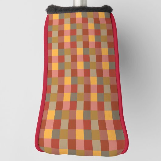 Sinaasappel Rood Bruin Plaid Golfheadcover (Draai 90)