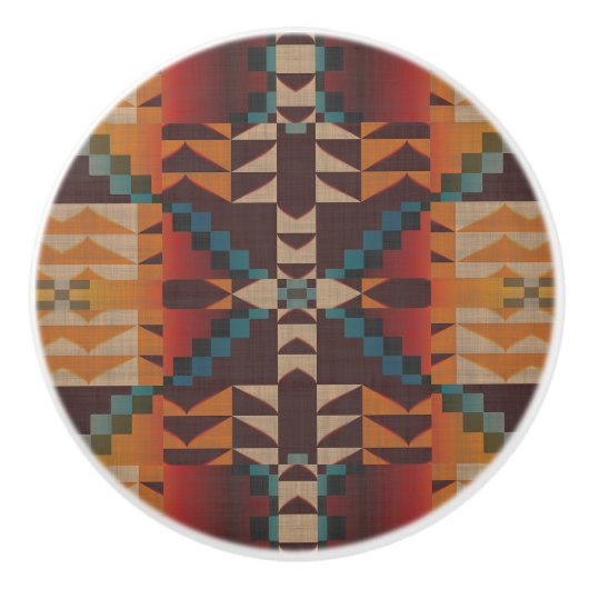 Sinaasappel Rood Donkerbruin Blauwgroen Blauw Etni Keramische Knop (Voorkant)