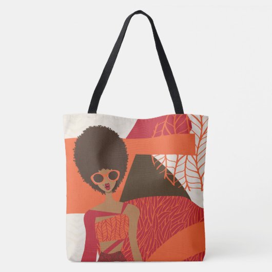 Sinaasappel, rood en bruin schouder Tas (Achterkant)