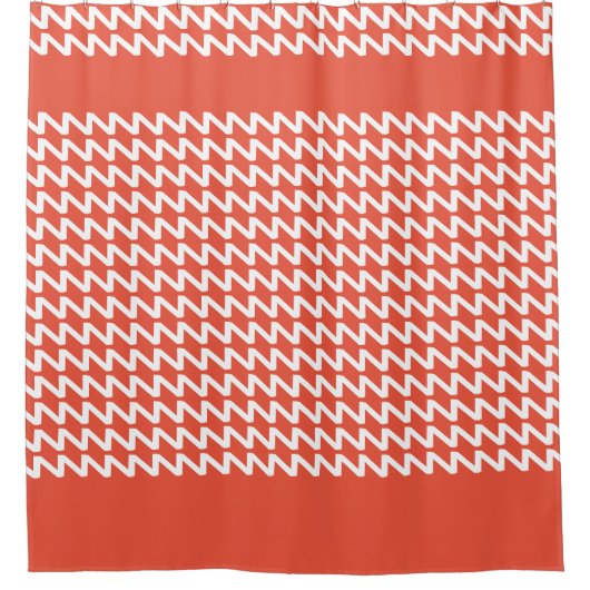 Sinaasappel Rood en wit Modern Sharp Waves Douchegordijn (Voorkant)