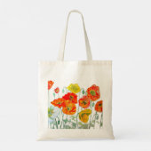 Sinaasappel Rood Geel Poppy Waterverf Art Wit Tote Bag (Achterkant)