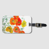 Sinaasappel Rood Geel Poppy Waterverf Kussen Wit Bagagelabel (Voorkant (horizontaal))