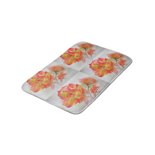Sinaasappel Rood Geel Rose bloemen Bath Mat (Gekanteld)