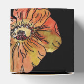 Sinaasappel Rood Klaproos op Zwarte bloemenbruilof Bedankdoosjes (Bovenkant)