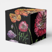 Sinaasappel Rood Klaproos op Zwarte bloemenbruilof Bedankdoosjes (Achterkant)