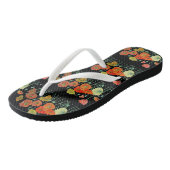Sinaasappel Rood Zwarte Klaprozen Bloemen Dames Teenslippers (Schuin)