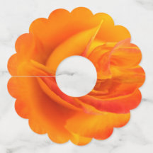 Sinaasappel Roos Papier Wijnglas Labels