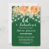 Sinaasappel Roos Slingerlichten Groen Verjaardag Kaart (Voorkant)