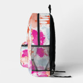 Sinaasappel Roze Blauw Abstract Modern Meisje Scho Bedrukte Rugzak (Rechts)