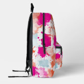 Sinaasappel Roze Blauw Abstract Modern Meisje Scho Bedrukte Rugzak (Links)